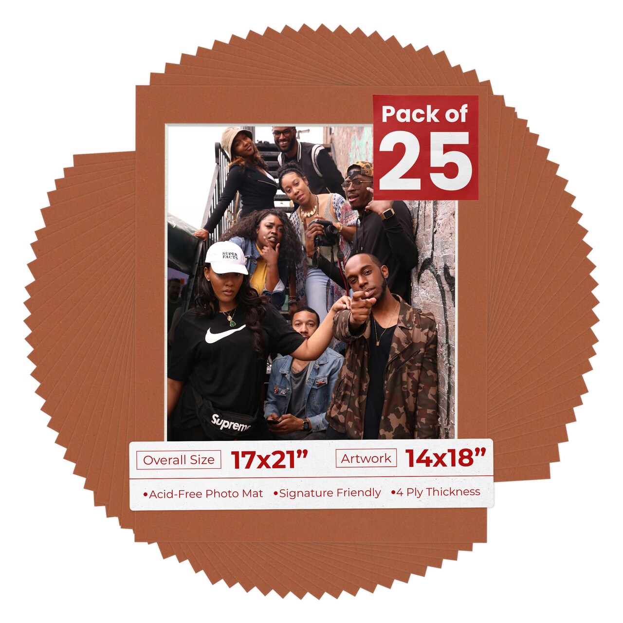 Terra-cotta Red Mat Board for 17x21 Frames - Fits 14x18 Photos